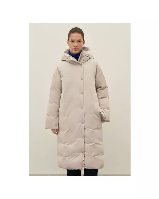 Finn Flare Пальто средней длины силуэт свободный несъемный капюшон карманы водонепроницаемая размер