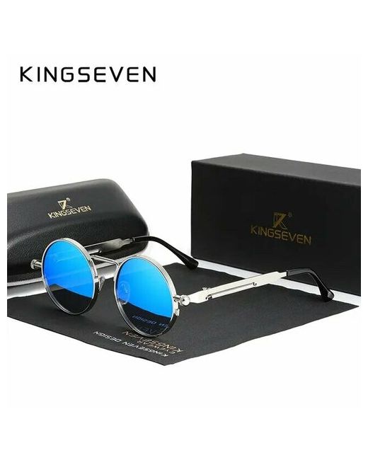 Kingseven Солнцезащитные очки круглые складные поляризационные с защитой от УФ серебряный