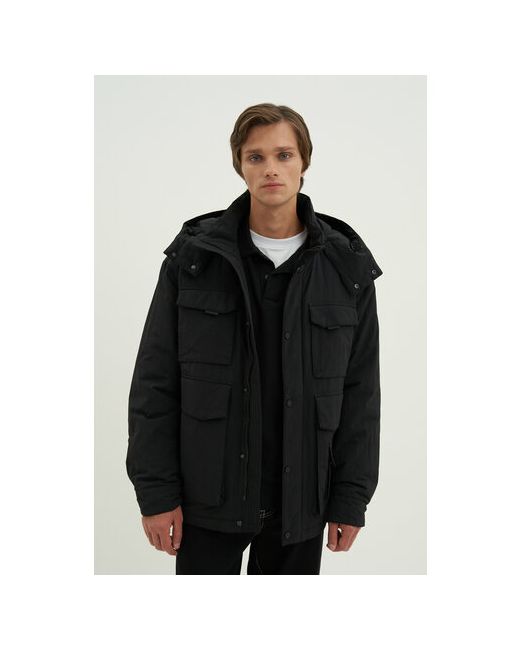 Finn Flare куртка демисезонная силуэт прямой съемный капюшон водонепроницаемая карманы утепленная размер