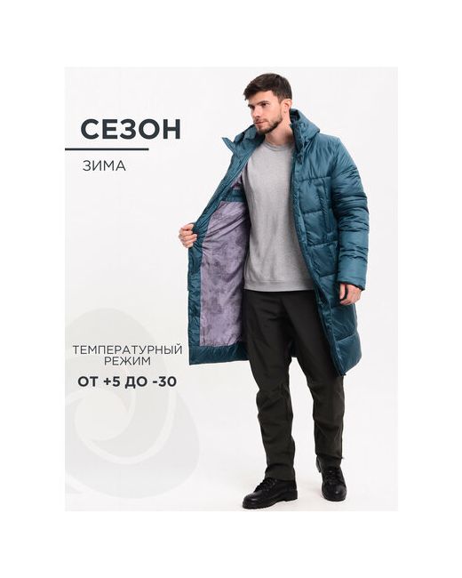 Cosmotex Пальто зимнее силуэт свободный удлиненное капюшон утепленное размер 60-62 182-188