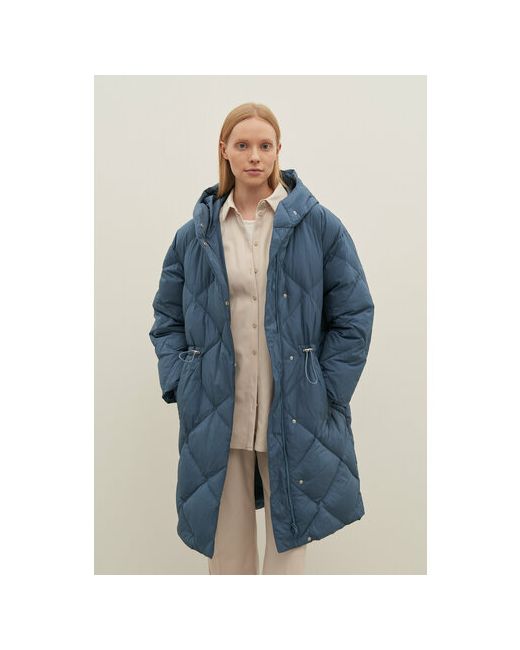 Finn Flare Пальто средней длины силуэт свободный пояс/ремень капюшон размер