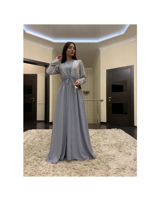 Fatmafashion Костюм кардиган и платье мусульманский стиль полуприлегающий силуэт размер 42-44 серый