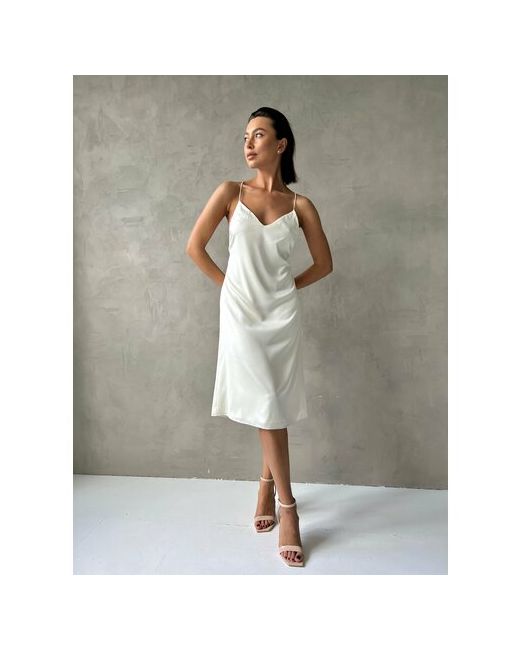 Bright Fame Платье-комбинация вечерний бельевой стиль размер 42-44 экрю бежевый