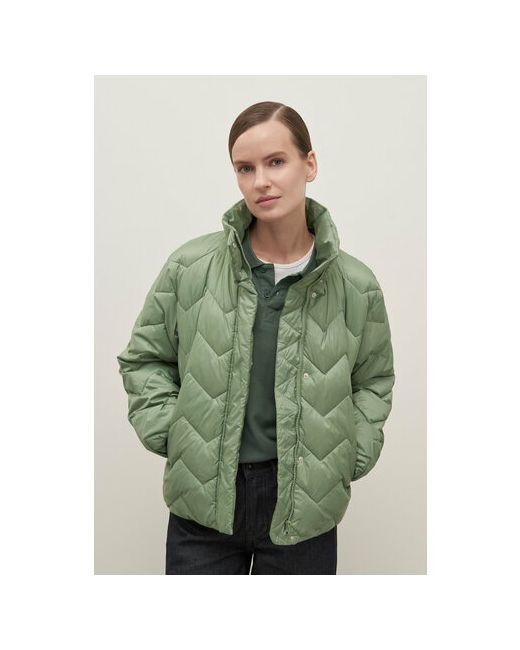 Finn Flare куртка демисезонная средней длины силуэт прямой капюшон карманы водонепроницаемая размер зеленый