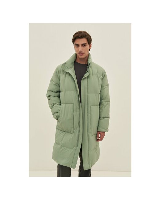 Finn Flare Пальто демисезонное силуэт свободный капюшон размер зеленый