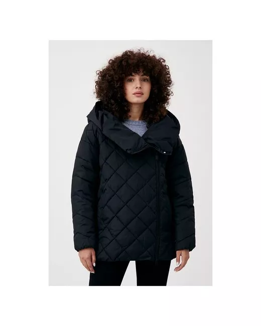Finn Flare куртка демисезонная средней длины силуэт свободный водонепроницаемая стеганая несъемный капюшон карманы размер