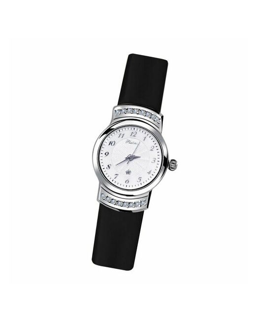 Platinor Наручные часы 28206 диаметром 25 мм кварцевые корпус серебро 925 проба фианитчерный