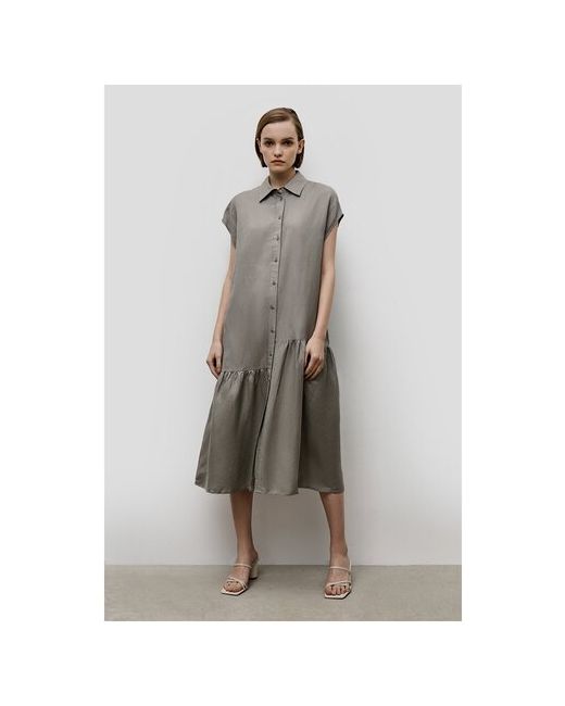 Baon Платье-рубашка повседневное прямой силуэт миди карманы размер 44