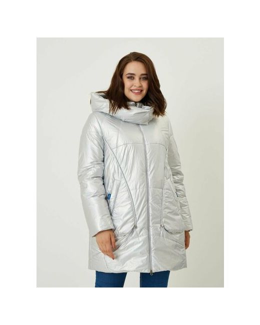 Riches куртка-рубашка демисезон/зима средней длины силуэт прямой карманы ветрозащитная манжеты несъемный капюшон стеганая размер 52