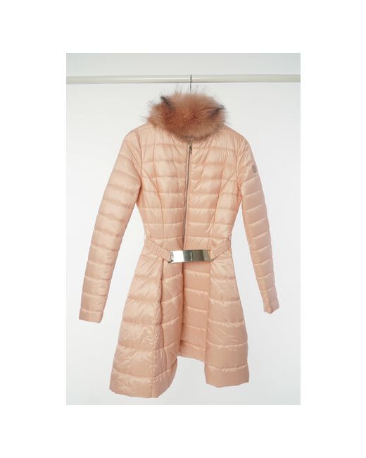 Liu •Jo куртка демисезонная средней длины силуэт трапеция стеганая без капюшона съемный мех пояс на резинке ультралегкая размер 44