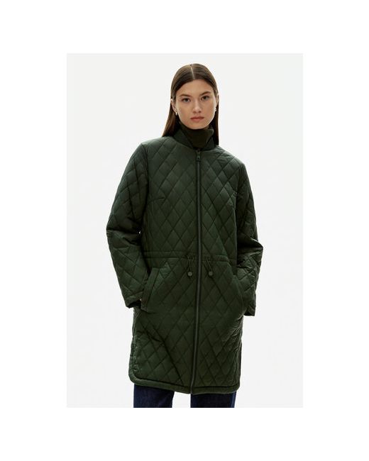 Finn Flare куртка демисезонная средней длины силуэт прямой водонепроницаемая карманы утепленная стеганая размер зеленый