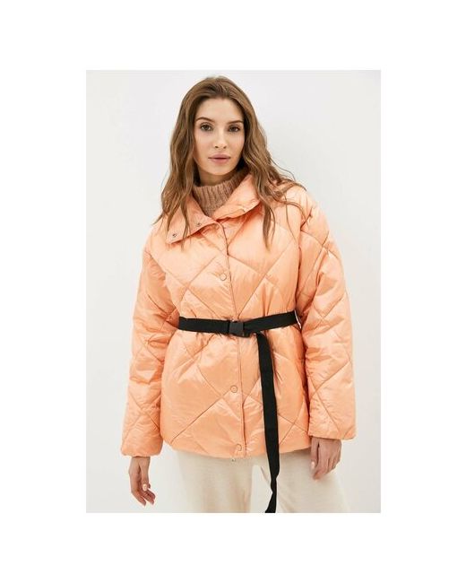 Baon куртка демисезон/зима средней длины силуэт прилегающий карманы подкладка манжеты пояс/ремень размер 48 коралловый