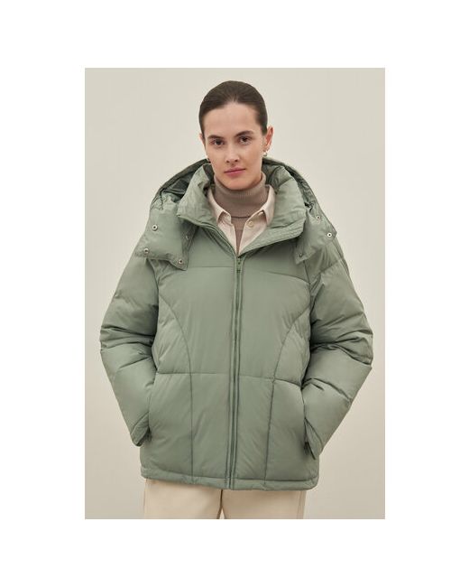 Finn Flare куртка демисезонная средней длины съемный капюшон водонепроницаемая стеганая карманы размер зеленый