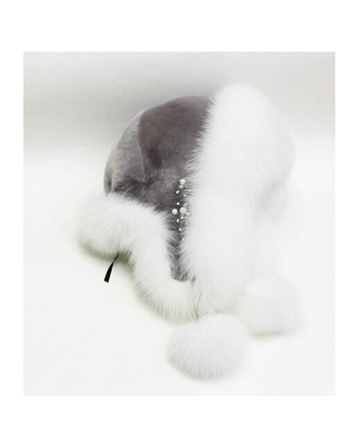 Мария Шапка ушанка Ушанка меховая зимняя с помпоном размер 57-58 серый