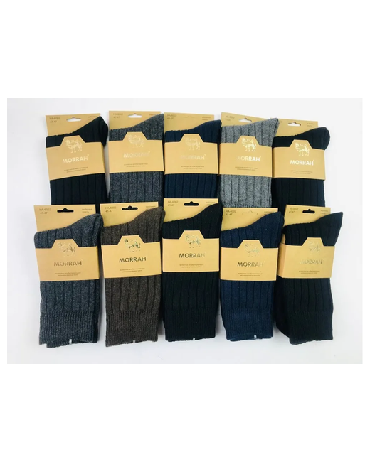Morrah носки 10 пар классические на Новый год утепленные размер серый черный