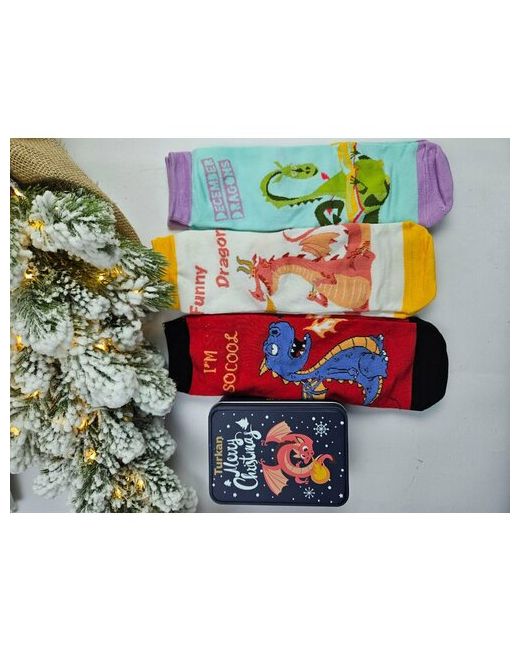 Turkan носки средние утепленные подарочная упаковка на Новый год размер мультиколор
