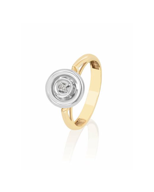 Gatamova Кольцо обручальное желтое золото 585 проба родирование бриллиант размер 16