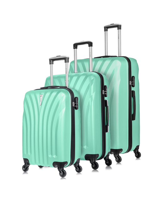 L'Case Комплект чемоданов 3 шт. 133 л размер зеленый
