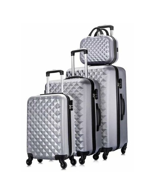 L'Case Комплект чемоданов 4 шт. износостойкий опорные ножки на боковой стенке рифленая поверхность размер