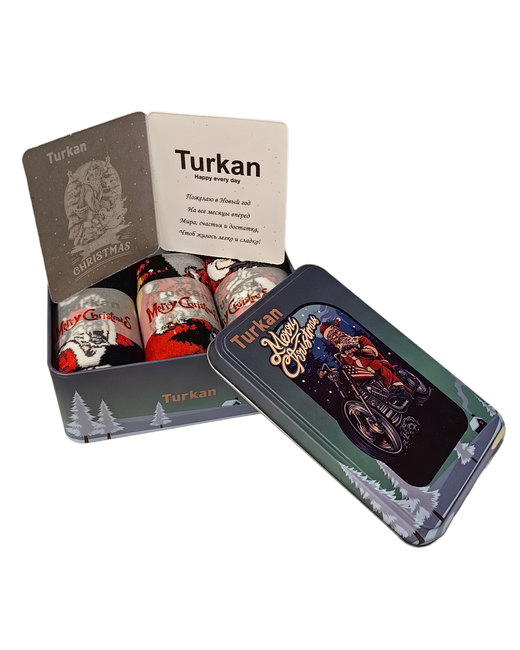 Turkan носки 3 пары классические подарочная упаковка на Новый год 23 февраля размер красный черный