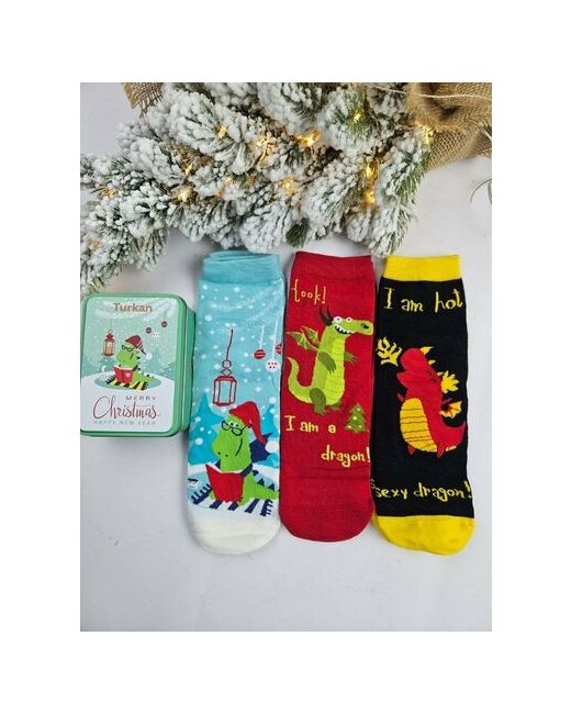 Turkan носки средние утепленные подарочная упаковка на Новый год размер мультиколор