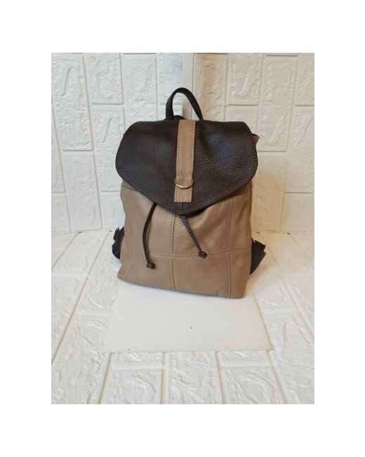Elena leather bag Рюкзак торба внутренний карман бежевый