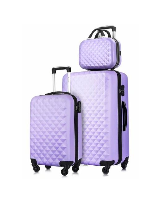 L'Case Комплект чемоданов 3 шт. рифленая поверхность износостойкий опорные ножки на боковой стенке размер