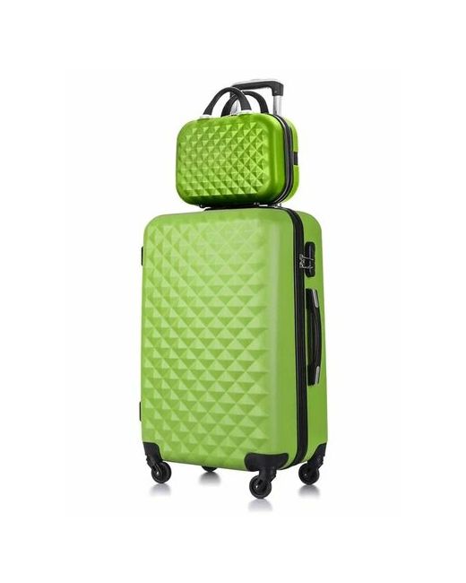 L'Case Комплект чемоданов 2 шт. рифленая поверхность опорные ножки на боковой стенке износостойкий размер зеленый