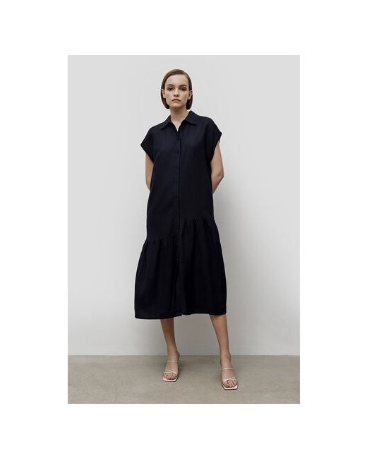 Baon Платье-рубашка повседневное прямой силуэт миди карманы размер 44