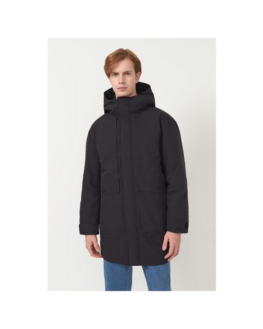 Baon куртка демисезон/зима силуэт прямой утепленная карманы внутренний карман водонепроницаемая несъемный капюшон размер черный