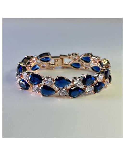 Italina Rigant Позолоченный браслет с австрийскими кристаллами. Браслет 19 см синими камнями.