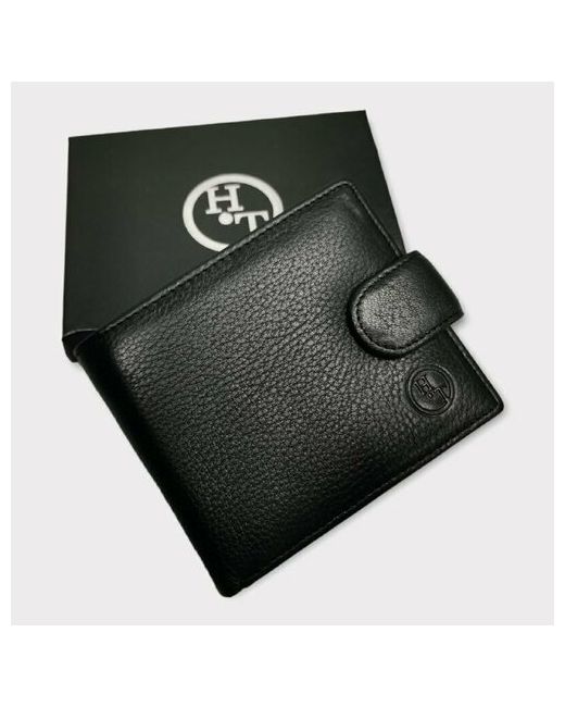 PouchMan Бумажник 208-0611/black зернистая фактура на кнопках с хлястиком 3 отделения для банкнот карт и монет подарочная упаковка