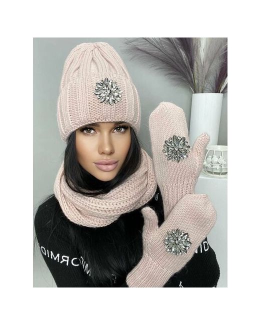 Amnesia Jewelry Шапка Комплект шапка шарф варежки зимняя размер