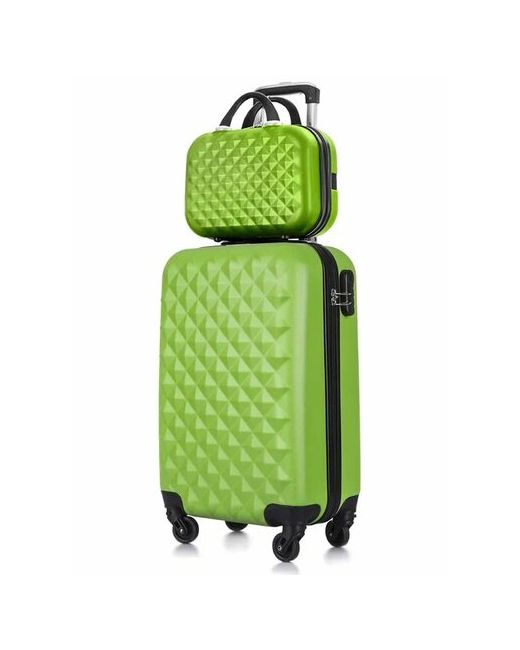 L'Case Комплект чемоданов 2 шт. рифленая поверхность опорные ножки на боковой стенке износостойкий размер зеленый