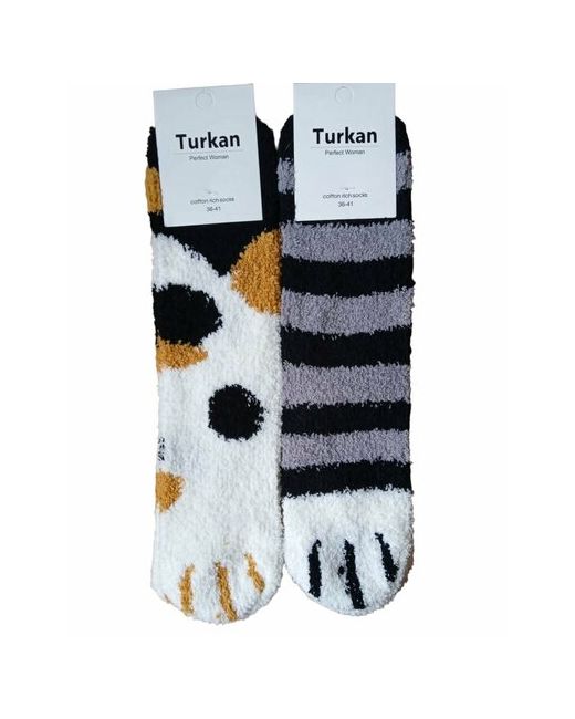 Turkan носки средние вязаные махровые бесшовные фантазийные на Новый год ослабленная резинка размер мультиколор