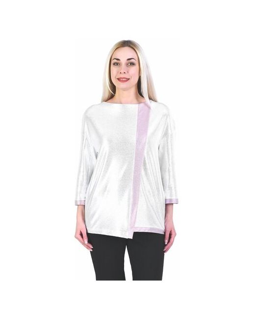 Olsi Блуза нарядный стиль полуприлегающий силуэт укороченный рукав трикотажная манжеты однотонная размер 48