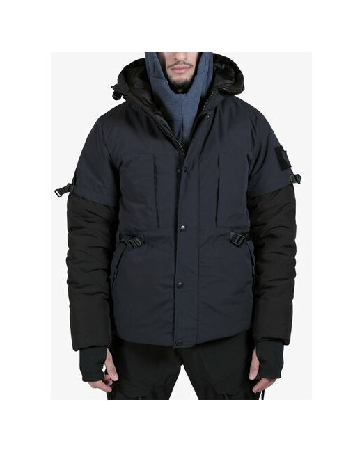 Igan куртка зимняя силуэт свободный капюшон утепленная внутренний карман размер черный синий
