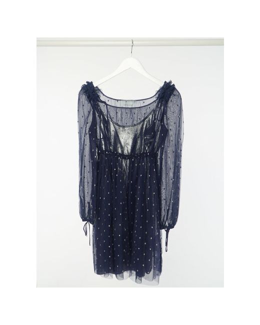 Tresophie Платье-комбинация вечернее прямой силуэт миди подкладка размер 50 серебряный синий