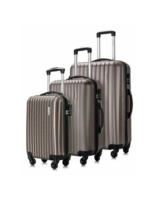 L'Case Комплект чемоданов Krabi 3 шт. рифленая поверхность опорные ножки на боковой стенке 94 л размер