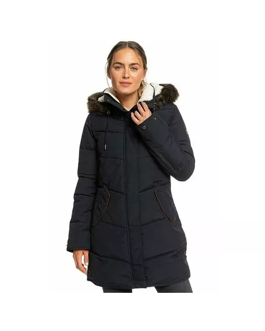 Roxy куртка зимняя укороченная силуэт прилегающий карманы подкладка мембранная манжеты капюшон несъемный водонепроницаемая размер