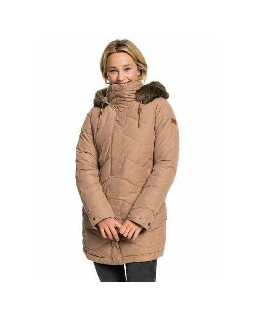 Roxy куртка зимняя укороченная силуэт прилегающий подкладка несъемный капюшон мембранная водонепроницаемая регулируемые манжеты карманы размер