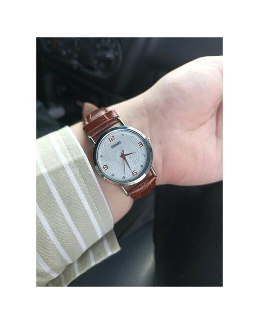Dsimpl Наручные часы кварцевые наручные с коричневым кожаным браслетом белый