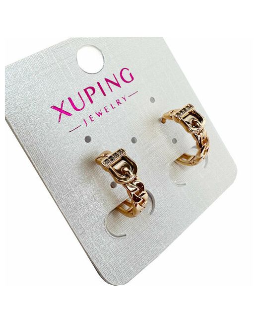 Xuping Jewelry Серьги конго Серьги-кольца в виде ремня золочение циркон размер/диаметр 12 мм.