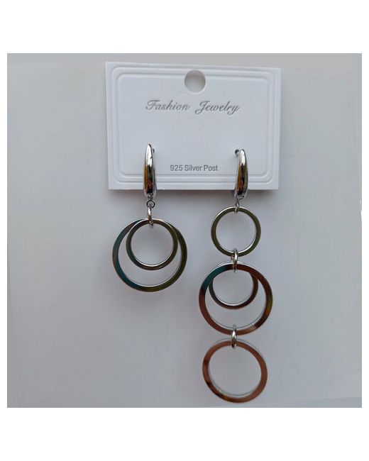 Fashion Jewelry Серьги конго круглые висячие подарочная упаковка размер/диаметр 14 мм. серебряный