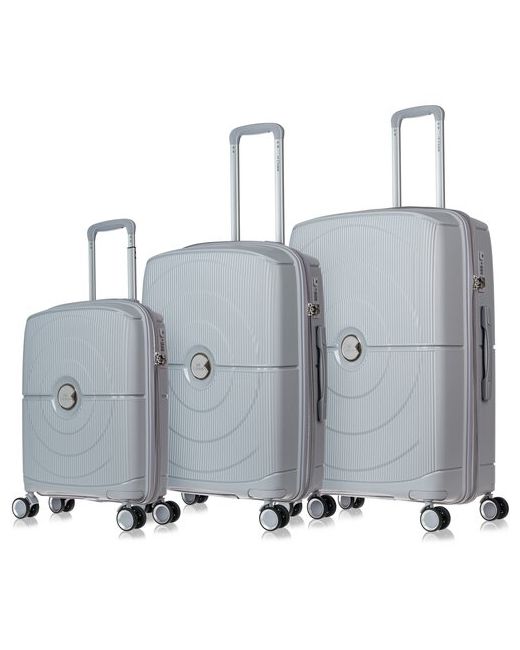L'Case Комплект чемоданов 3 шт. водонепроницаемый износостойкий опорные ножки на боковой стенке 112.5 л размер серебряный