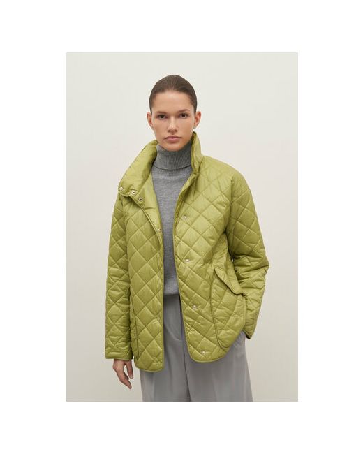 Finn Flare куртка демисезонная средней длины силуэт прямой стеганая водонепроницаемая размер зеленый