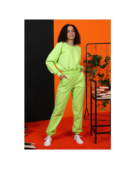 Натали Костюм свитшот и брюки повседневный стиль полуприлегающий силуэт размер 50 зеленый