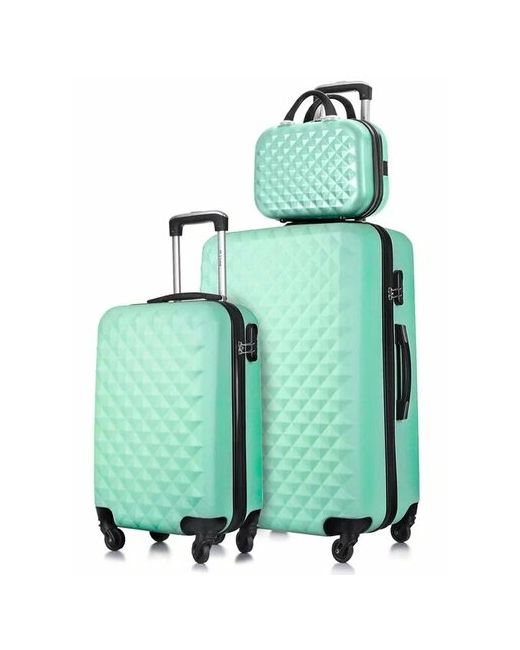L'Case Комплект чемоданов Phatthaya 3 шт. рифленая поверхность износостойкий опорные ножки на боковой стенке размер мультиколор