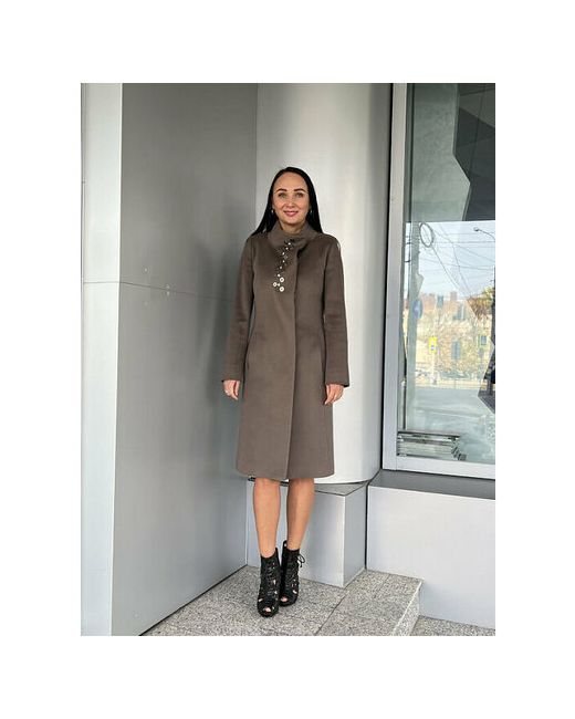 Cinzia Rocca Пальто демисезонное шерсть силуэт прилегающий средней длины размер 38 серый