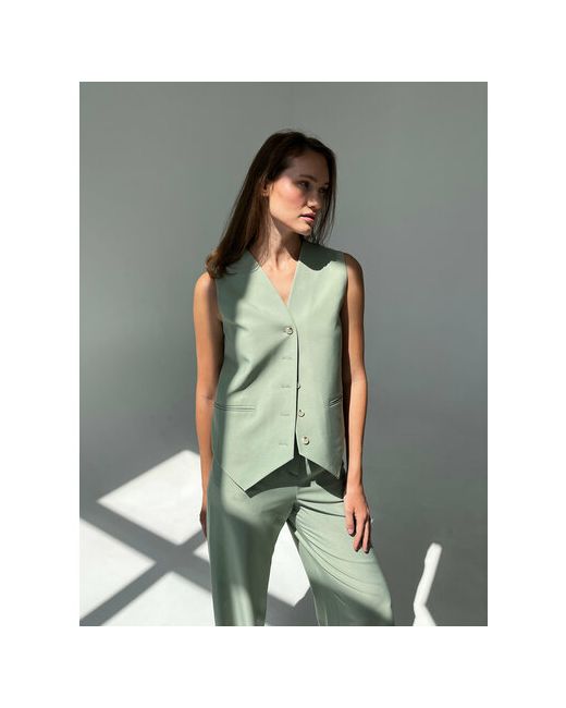 To Woman Store Жилет повседневный стиль силуэт прямой карманы подкладка размер зеленый